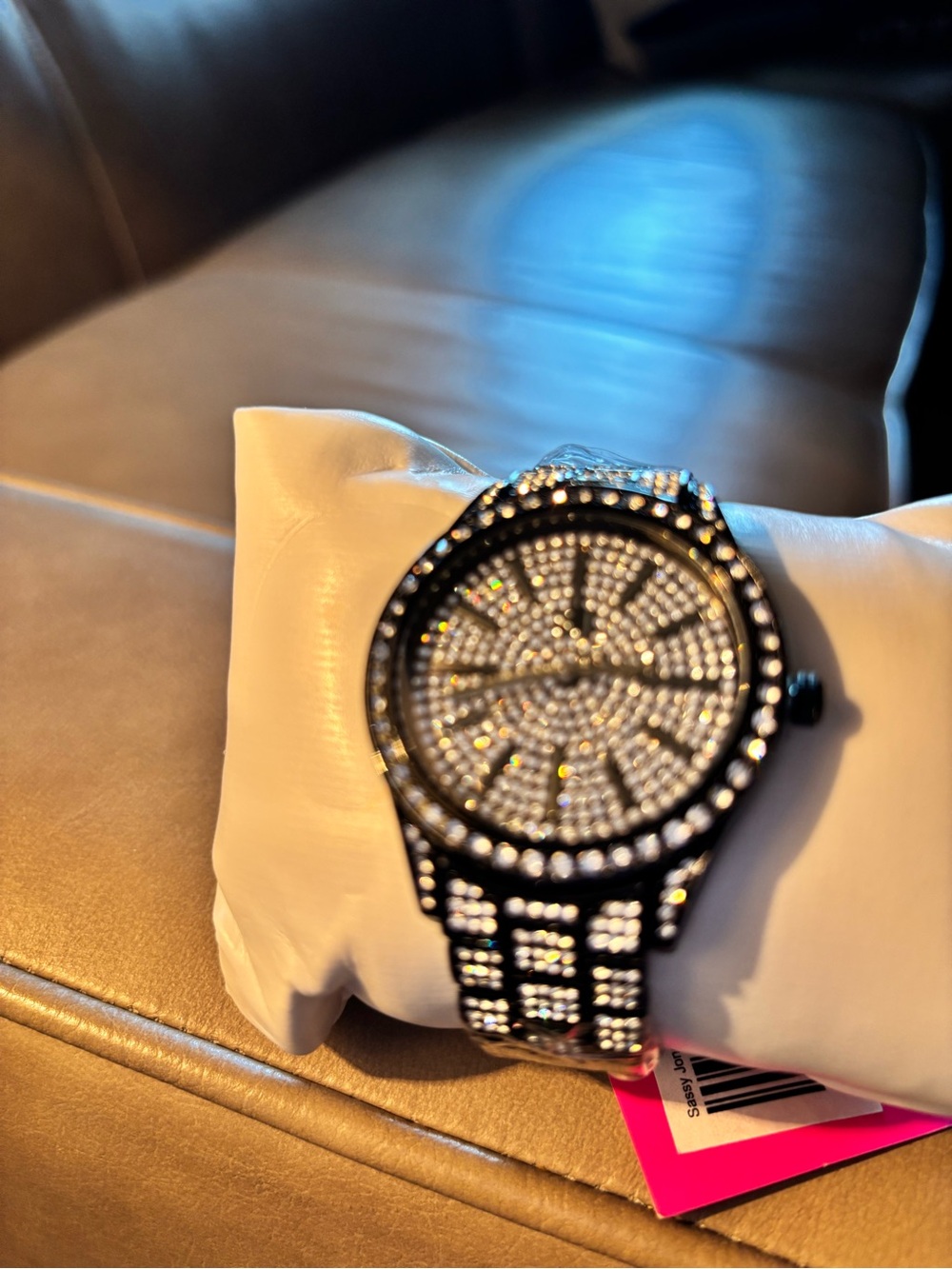 Black Crystal Pave Women's Bracelet Watch